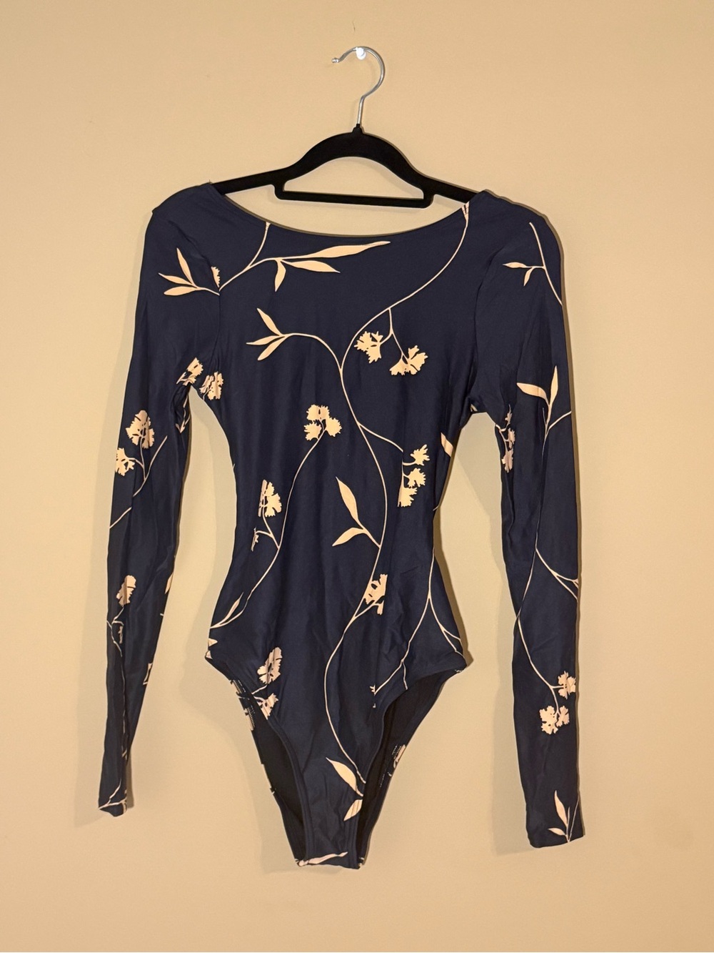 Lulu's Navy Blue Floral Long-Sleeve Bodysuit